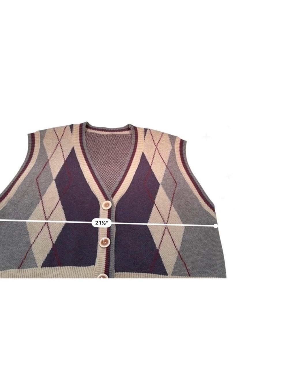 SHEIN Argyle Knit Vest Great for Layering - Picture 7 of 7